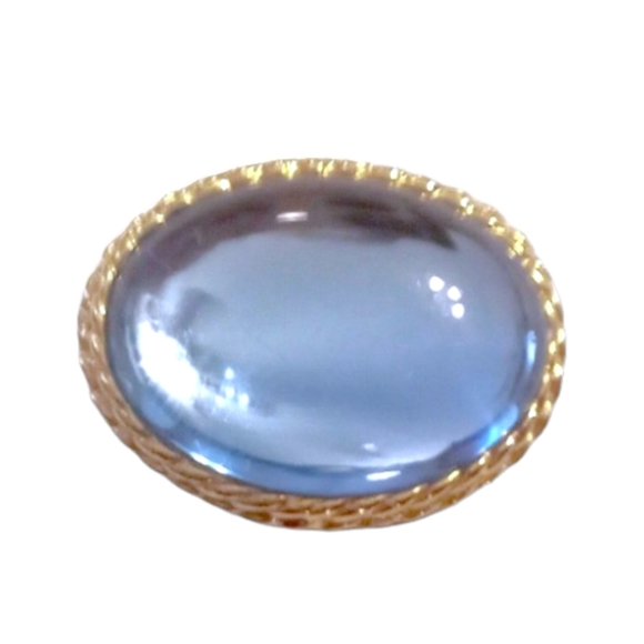 Vintage PARK LANE Colossal Gold Blue Lucite Stone Dress Scarf Clip - Picture 3 of 5